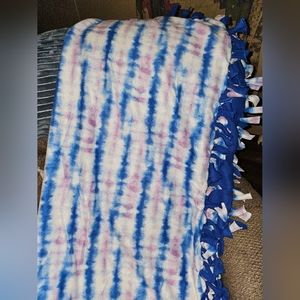 Authentic Handmade by me 50x60in Blue and Pink Tie Blanket